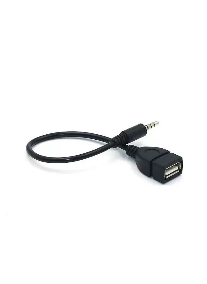 USB أنثى إلى AUX 3.5mm ذكر جاك التوصيل كابل شحن بيانات الصوت-2