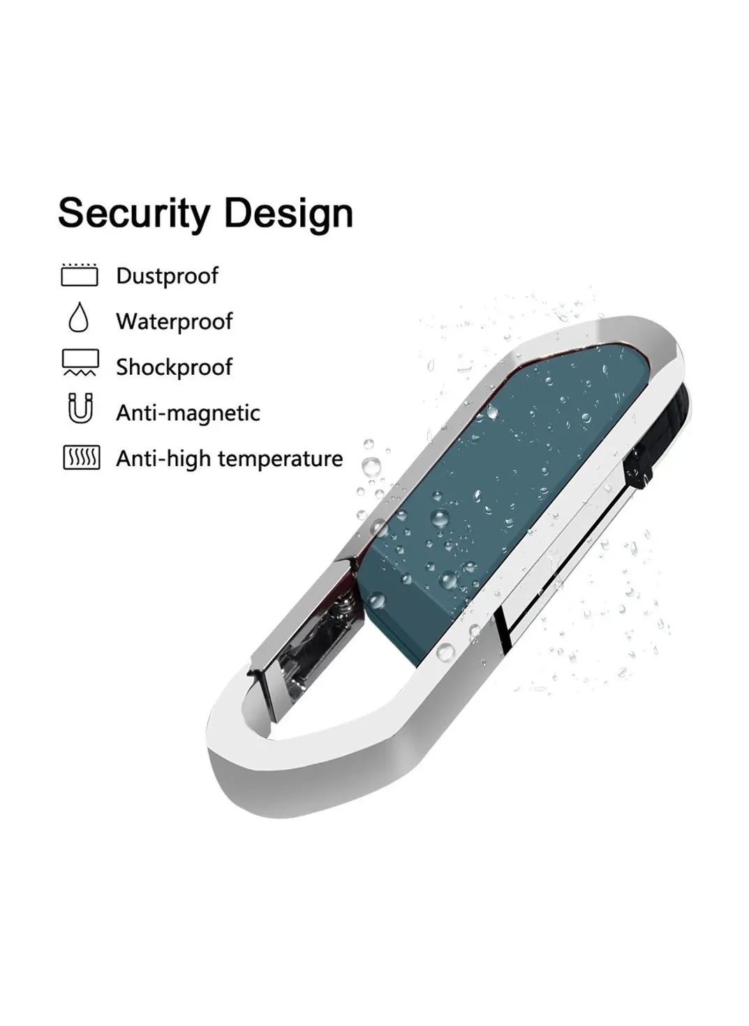 محرك أقراص فلاش USB، محرك أقراص محمول معدني مزود بسلسلة مفاتيح، محرك أقراص فلاش USB 2.0، محرك أقراص USB محمول سريع ومريح لتخزين البيانات الخارجية، (قطعة واحدة 32 جيجابايت، أسود)-2