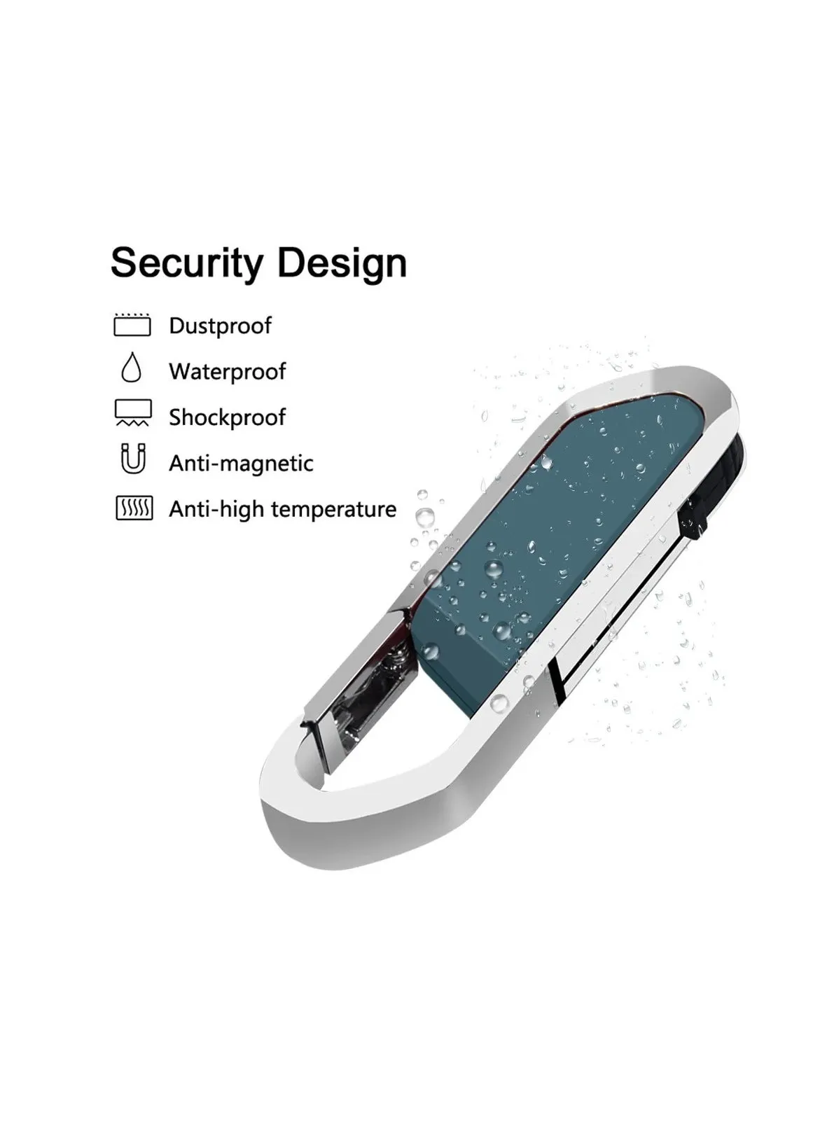 محرك أقراص فلاش USB، محرك أقراص محمول معدني مزود بسلسلة مفاتيح، محرك أقراص فلاش USB 2.0، محرك أقراص USB محمول سريع ومريح لتخزين البيانات الخارجية، (قطعة واحدة 32 جيجابايت، أزرق)-2