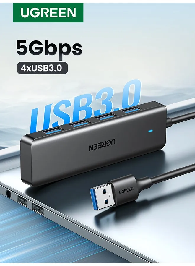 موزع USB  منافذ 4 محول متعدد المنافذ، مركز بيانات نحيف للغاية، موزع USB A [الشحن غير مدعوم] وصلة USB متعددة لأجهزة لابتوب، وأجهزة الكمبيوتر المكتبية-1