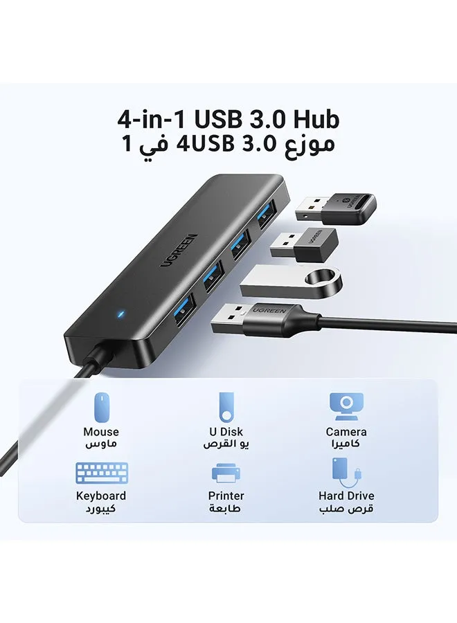 موزع USB  منافذ 4 محول متعدد المنافذ، مركز بيانات نحيف للغاية، موزع USB A [الشحن غير مدعوم] وصلة USB متعددة لأجهزة لابتوب، وأجهزة الكمبيوتر المكتبية-2