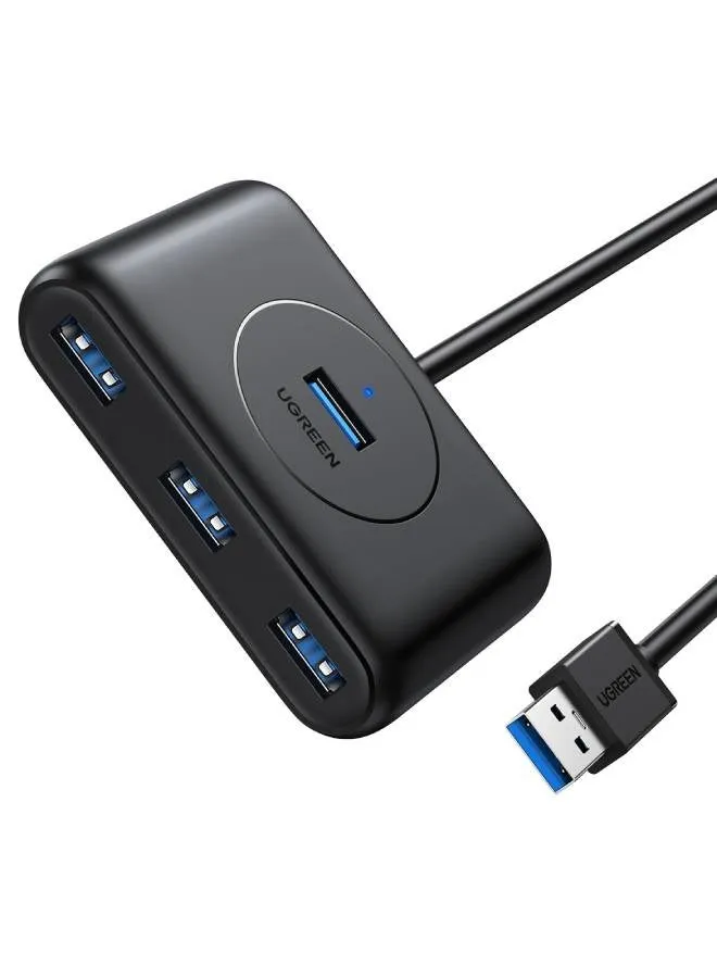 موزع شبكي USB محمول بـ 4 منافذ USB 3.0 لتقسيم الإشارة ونقل البيانات بسرعةٍ فائقة، متوافق مع جهاز سيرفيس برو وماك بوك وماك ميني وآي ماك ومايكروسوفت سيرفيس، بطول متر واحد أسود-1