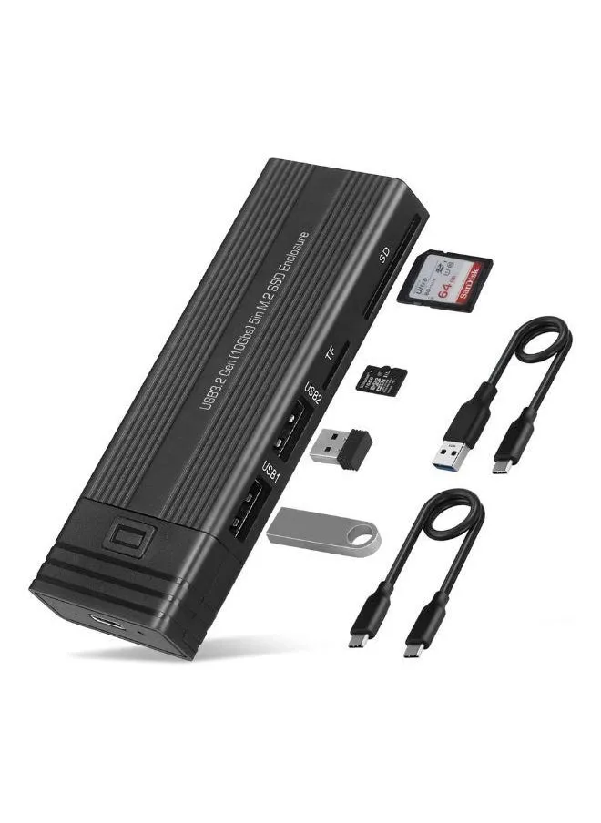 USB Hub Enclosure 5 in 1 Docking Station USB C 3.1 Hub Compatible Hub 2.0 TF SD Card Reader for M.2 NVMe SATA Enclosure-1