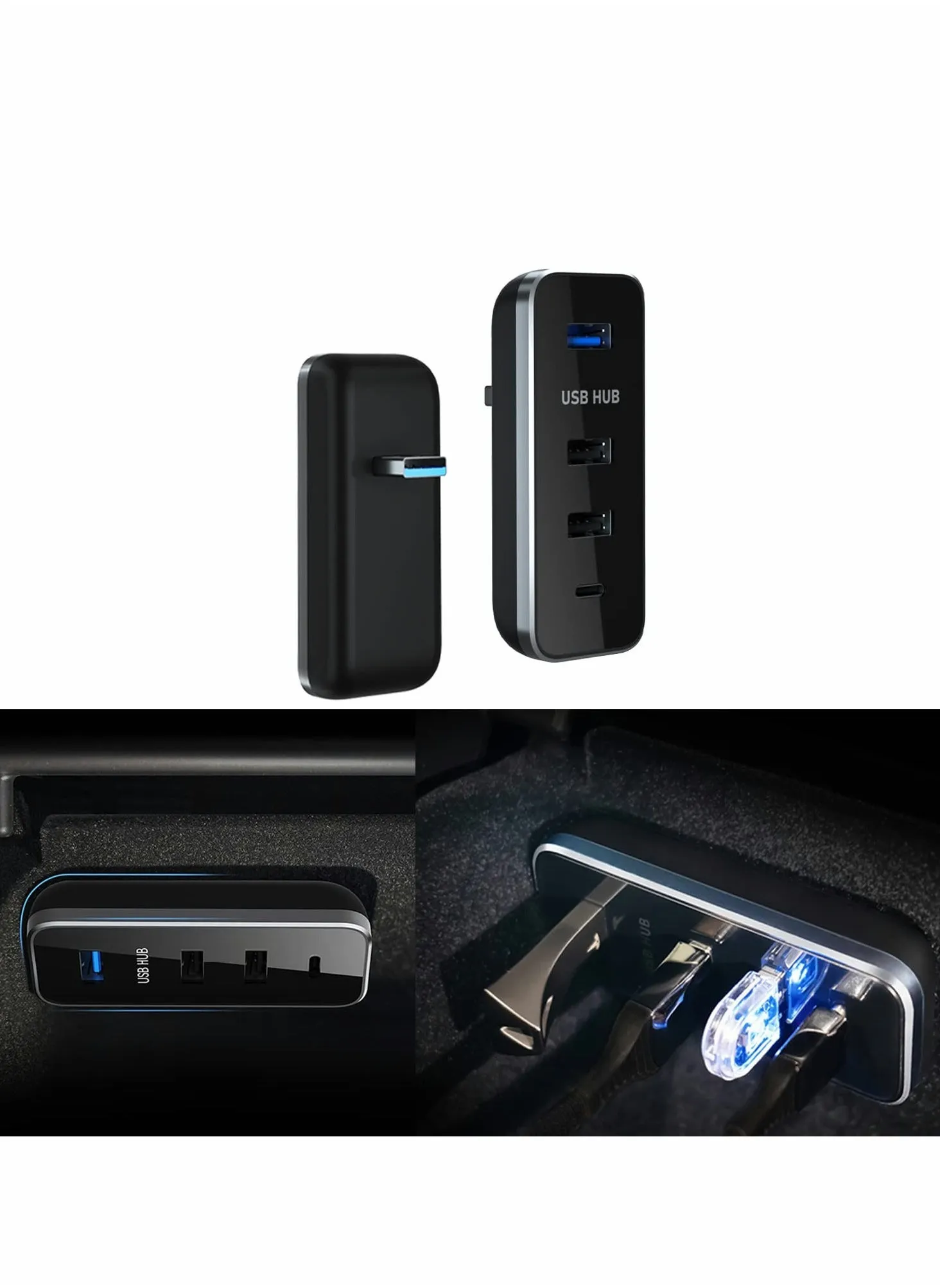 USB Hub Glovebox for Tesla Model 3 and Model Y, Charging & Data Transferring, Glovebox USB Hub Docking Station-1