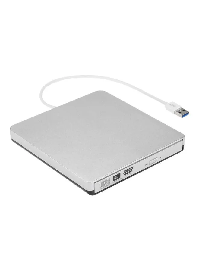 مشغل الأقراص CD وDVD الخارجي والمحمول وحيث أنه رفيع للغاية وبمنفذ USB أبيض-1