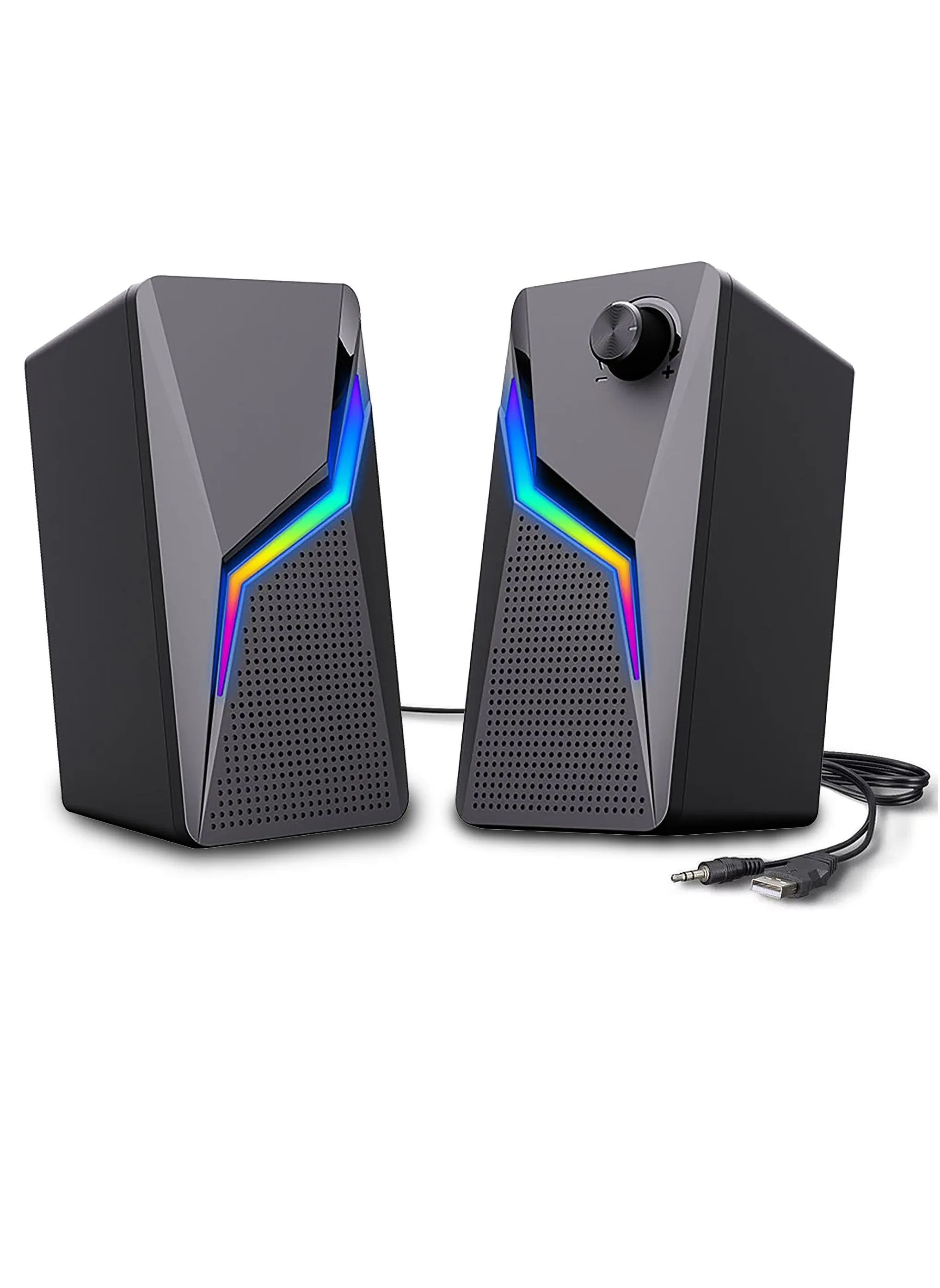 USB Powered Stereo Speakers for PC and Gaming with Enhanced Bass and Volume Control for Laptops Tablets and Phones-1