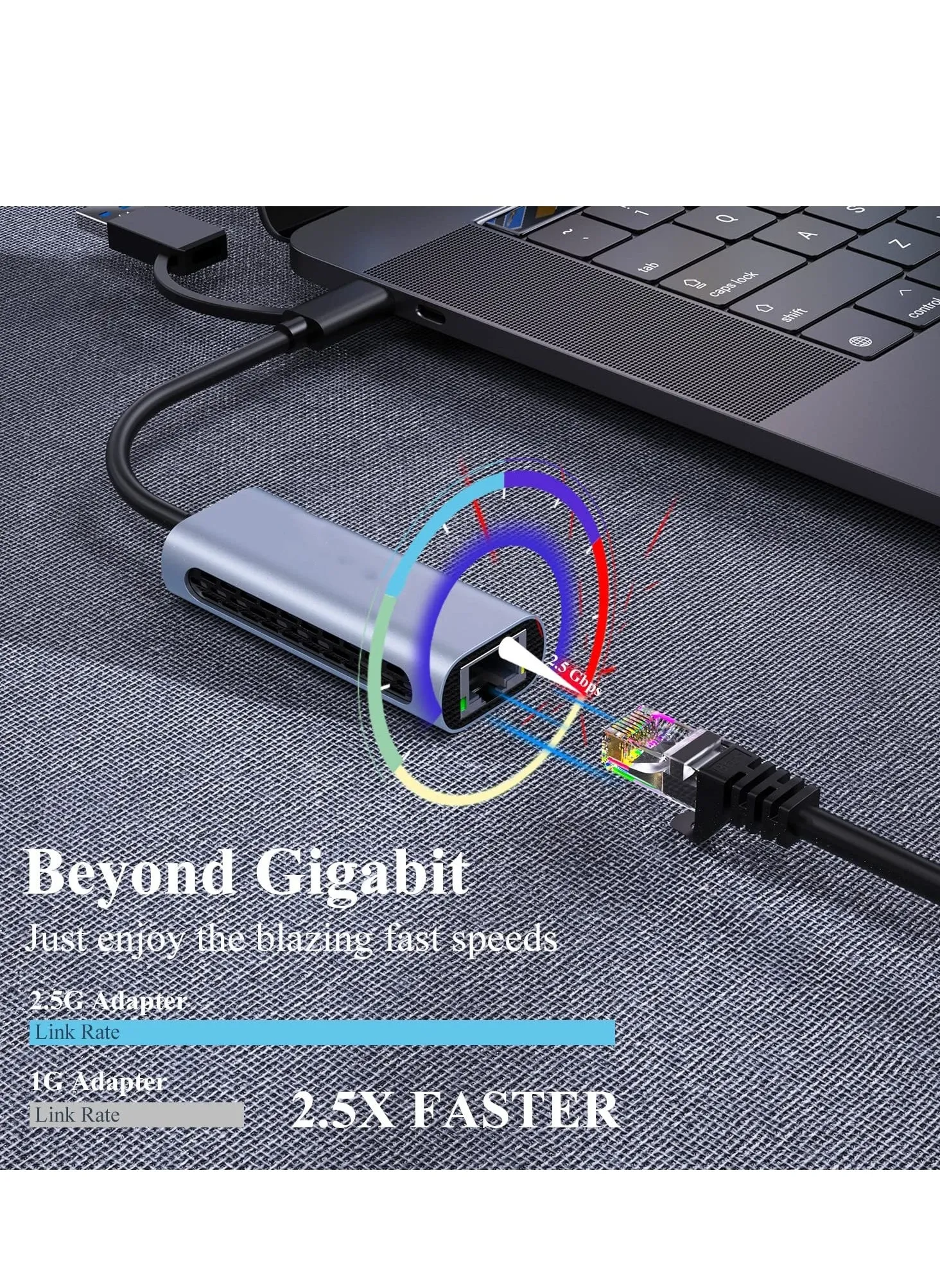 محول USB إلى 2.5G إيثرنت، محول إيثرنت USB C/USB 3.0 2 في 1 compatible للابتوب، محول USB-C إلى RJ45 الشبكي، متوافق مع Thunderbolt 4/3، لنظام ويندوز، ماك OS، آي باد OS وأكثر-2