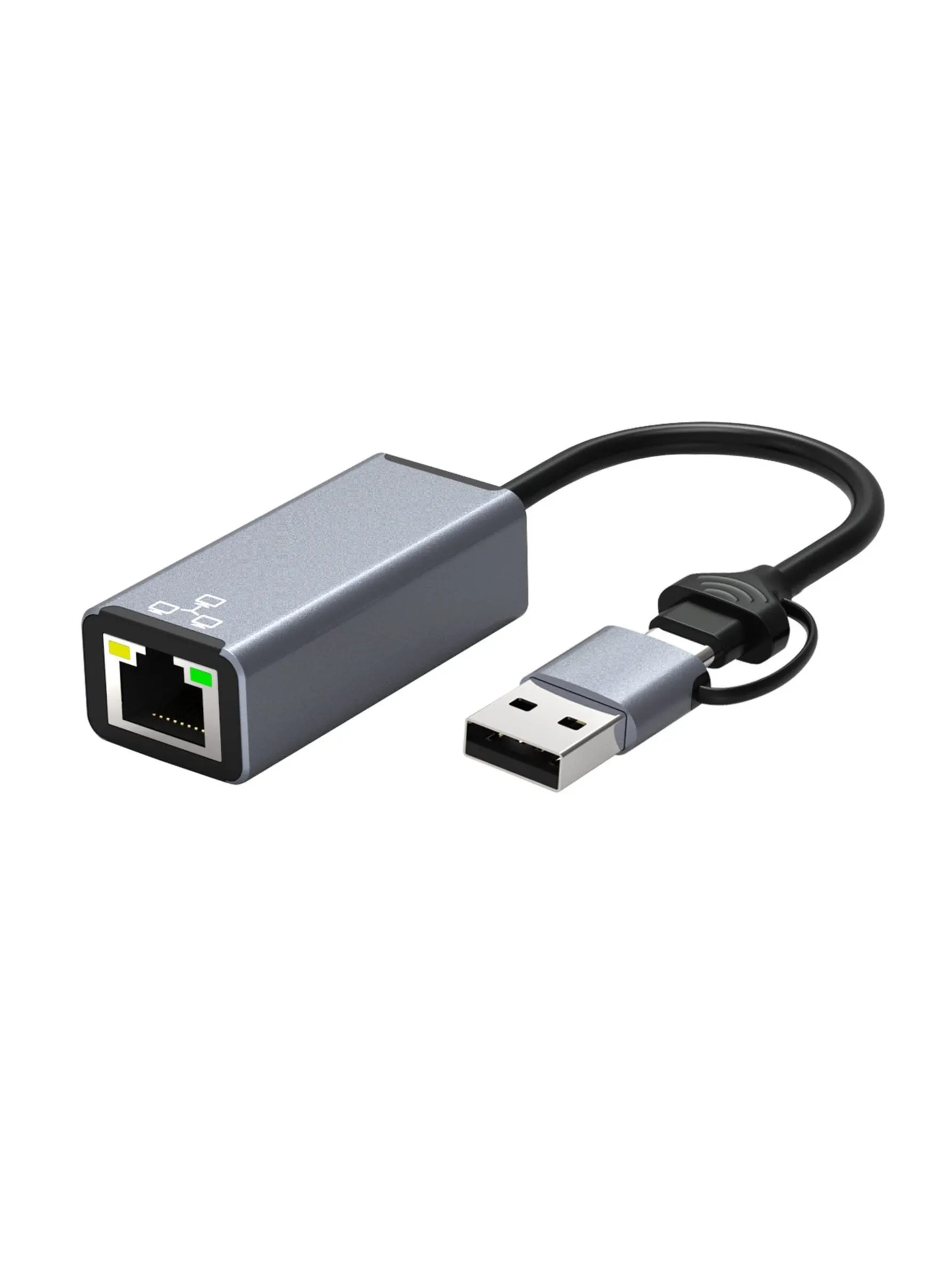 محول USB إلى Ethernet، محول USB C إلى Ethernet، شبكة LAN مزدوجة USB A/USB C إلى RJ45 Type-C بسرعة 100 جيجابت، محول مناسب لأجهزة MacBooks Pro 2020 وMacBooks Air وMacBooks OS 10.11-10.15 Windows-1