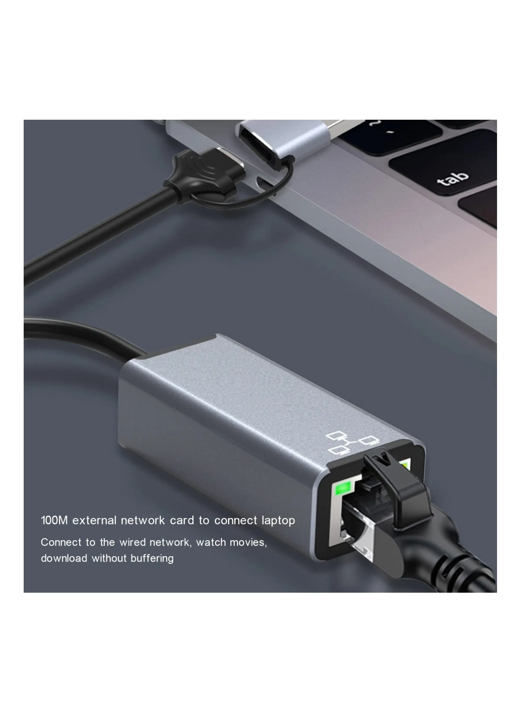 محول USB إلى Ethernet، محول USB C إلى Ethernet، شبكة LAN مزدوجة USB A/USB C إلى RJ45 Type-C بسرعة 100 جيجابت، محول مناسب لأجهزة MacBooks Pro 2020 وMacBooks Air وMacBooks OS 10.11-10.15 Windows-2