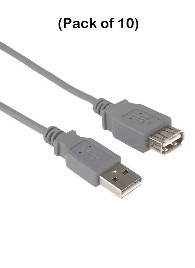 كابل تمديد USB ذكر إلى أنثى بطول 10 متر - رمادي (مجموعه من 10 قطع)-1