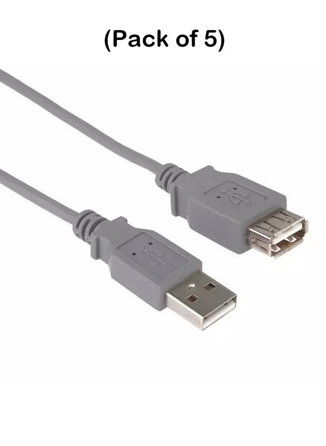 كابل تمديد USB ذكر إلى أنثى بطول 10 متر رمادي ( مجموعه من 5 قطع)-1