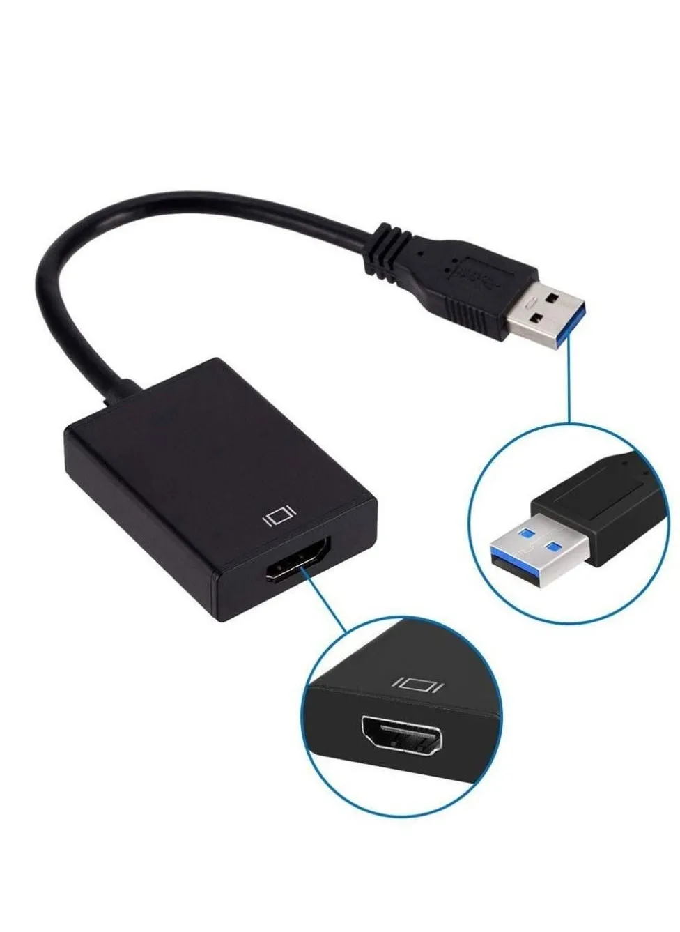 محول USB إلى HDMI، محول كابل رسومات فيديو USB 3.0/2.0 إلى HDMI 1080P مع صوت للكمبيوتر المحمول وجهاز عرض HDTV متوافق مع نظام التشغيل Windows XP 7/8/8.1/10-2