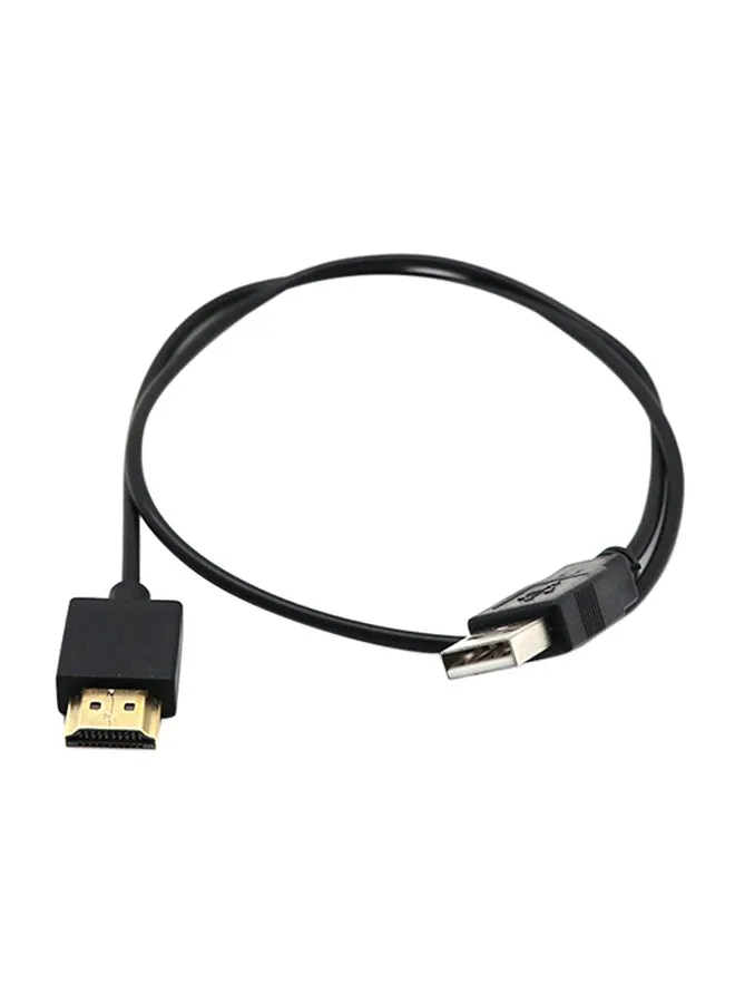 كابل شاحن USB بمنفذ HDMI   ييورث 0.5m  ومنفذ 2.0 USB  ذكر إلي كابل HDMI ذكر أسود-1