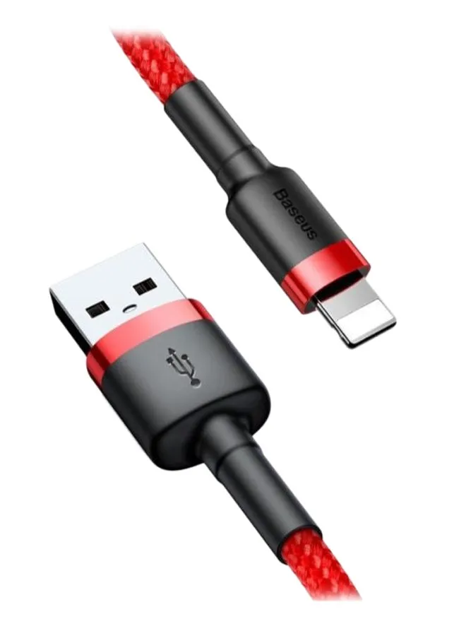 كابل شحن USB إلى Lightning كافول من النايلون المضفر عالي الكثافة للشحن السريع متوافق مع هواتف آيفون 13 و12 و11 برو ماكس وميني وXS وX و8 و7 و6 و5 وSE وآي باد (بطول 2 متر) أحمر وأسود-1