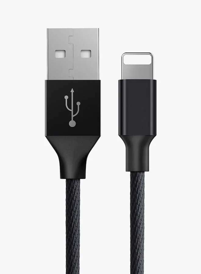 كابل شحن يفين مضفر من النايلون من USB إلى Lightning للشحن السريع عالي الكثافة متوافق مع هواتف آيفون 13 و12 و11 برو ماكس وميني وXS وX و8 و7 و6 و5 وSE وأجهزة آي باد (بطول 1.2 متر) أسود-2