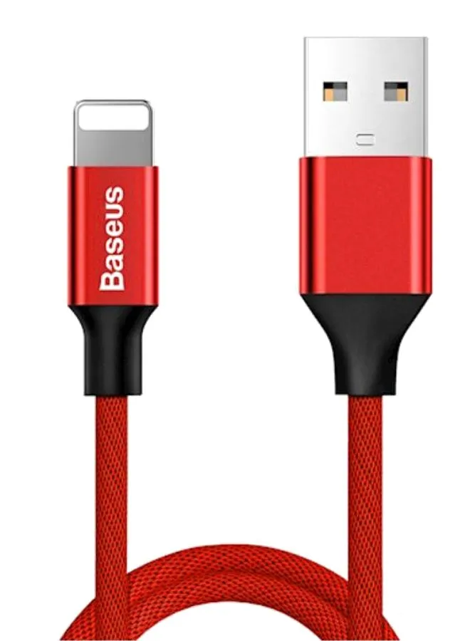 كابل شحن يفين مضفر من النايلون من USB إلى Lightning للشحن السريع عالي الكثافة متوافق مع هواتف آيفون 13 و12 و11 برو ماكس وميني وXS وX و8 و7 و6 و5 وSE وأجهزة آي باد (بطول 1.2 متر) أحمر-1