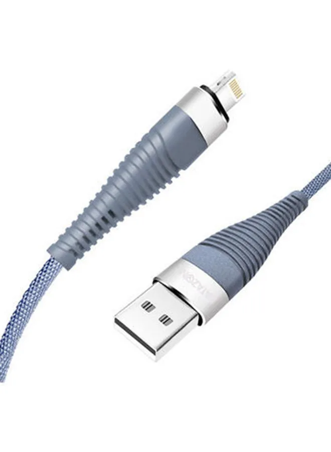 كابل شحن سريع بمنفذ USB إلى لايتننغ مع جاكيت مضفر من القماش أزرق-2