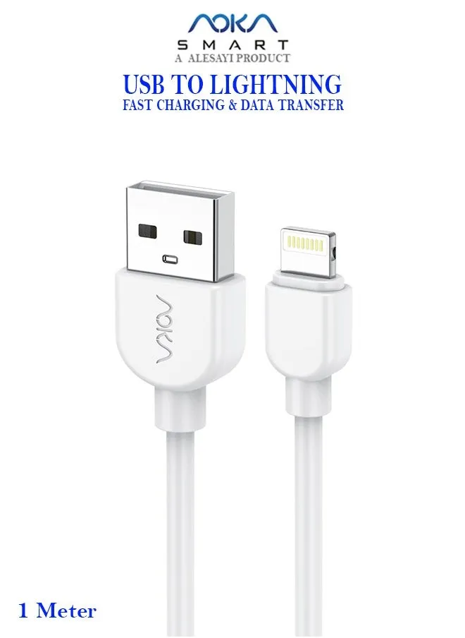 كابل شحن بيانات سريع من USB إلى Lightning AC-W124L - أبيض-1