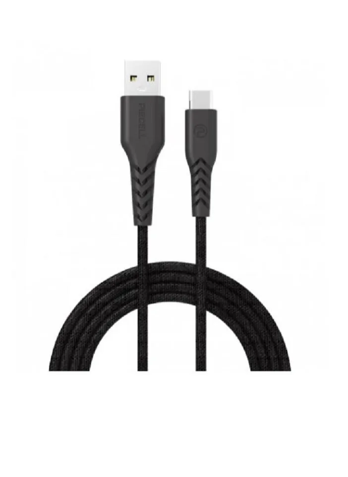 كيبل USB إلى Type C بطول 120 سم، قماش أسود-1