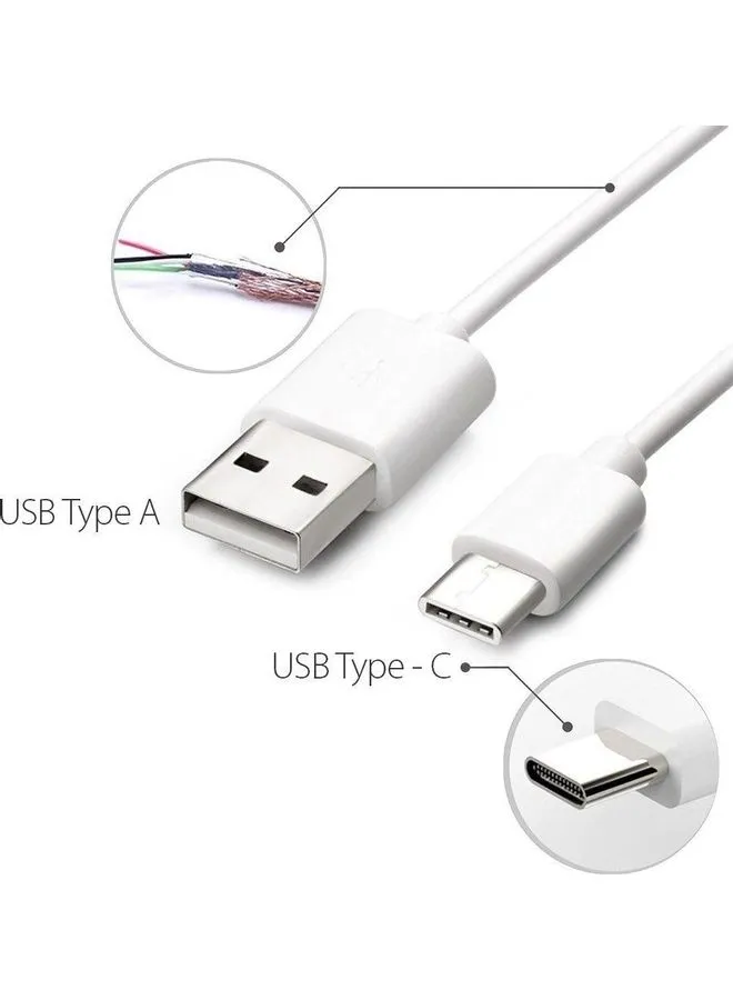 كابل شحن سريع من USB إلى Type-C لهاتف جالاكسي S9 بلس/ نوت 8/ S8/ S8 بلس أبيض-2