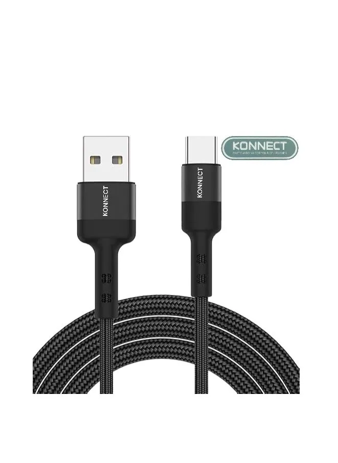 KONNECT كابل USB إلى USB-C، 0.9 متر، للأجهزة المزودة بمنفذ USB-C، كابل USB إلى USB-C أسود-1