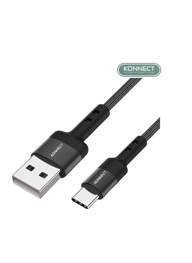 KONNECT كابل USB إلى USB-C، 0.9 متر، للأجهزة المزودة بمنفذ USB-C، كابل USB إلى USB-C أسود-2