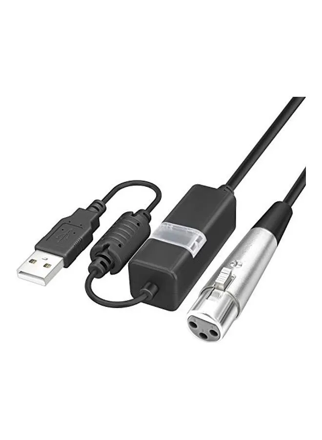 كابل محوّل بوصلة ميكروفون من منفذ USB إلى XLR أنثى أسود-1