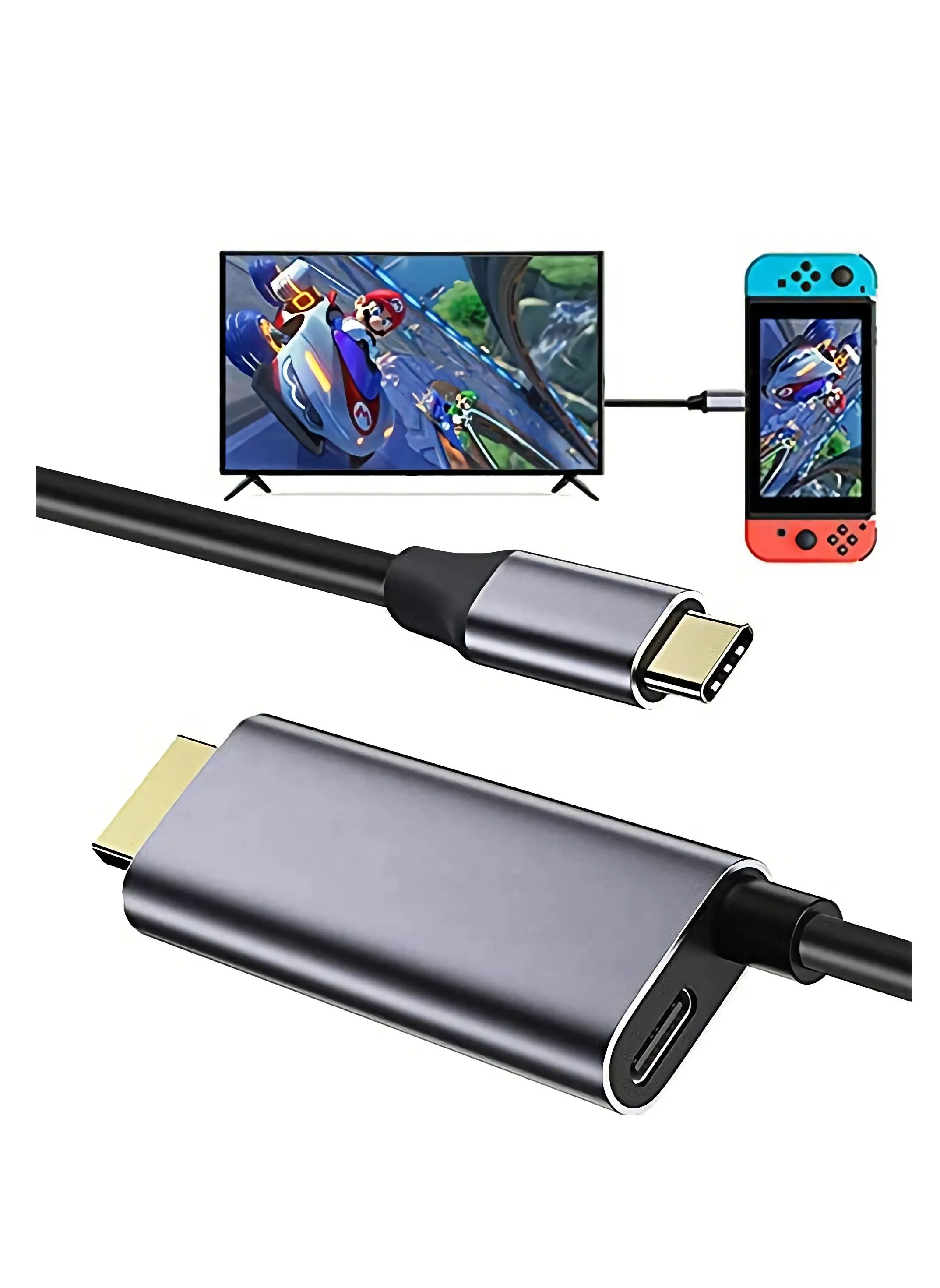 كابل تحويل USB Type C إلى HDMI لجهاز Nintendo Switch / Samsung Dex Station / S21 / S20 / Note20 / TabS7 TV Docking Mode 4K وطول 1.8 متر للسفر-1