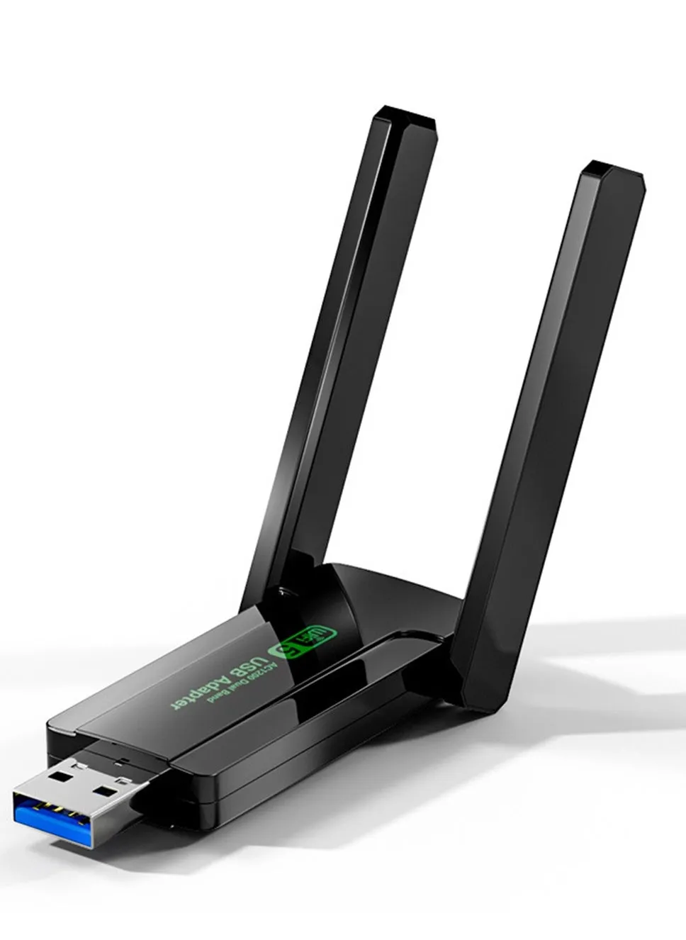 محول (USB) WiFi 1300Mbps مزدوج النطاق 5G/2.4G، مستقبل الشبكة اللاسلكية الخارجي، مزدوج 5dBi Wifi Dongle لأجهزة الكمبيوتر المكتبية المحمولة-1