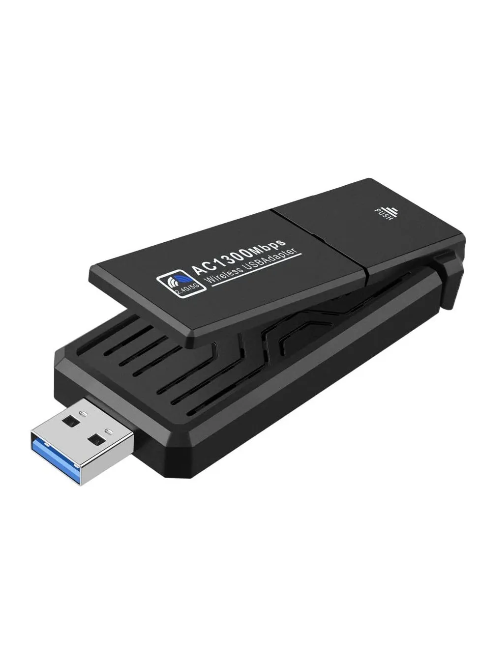 محول واي فاي USB، لأجهزة الكمبيوتر المكتبية، محول واي فاي، محول شبكة USB لاسلكي، مدى طويل 1300 ميجابايت في الثانية، هوائي عالي الكسب ثنائي النطاق 5 ديسيبل، USB3.0، 2.4 جيجاهرتز/5 جيجاهرتز، Windows7-11/XP، Mac OS 10.9-10.15-1