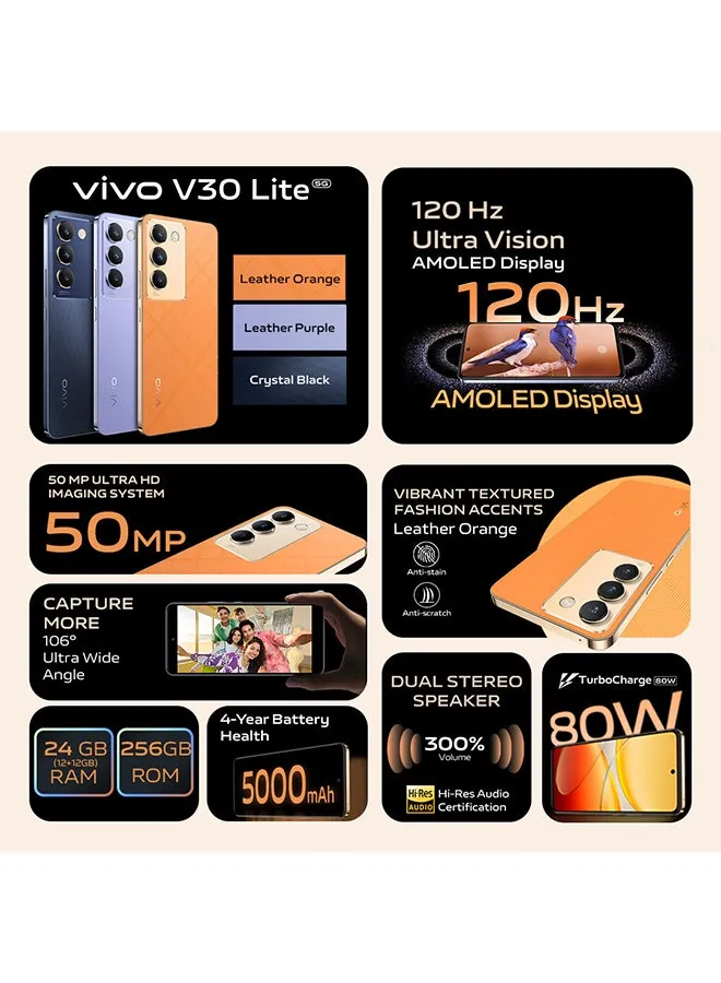 V30 Lite 5G ثنائي الشريحة جلد برتقالي 12 جيجا بايت + 12 جيجا بايت رام 256 جيجا بايت - إصدار الشرق الأوسط-2