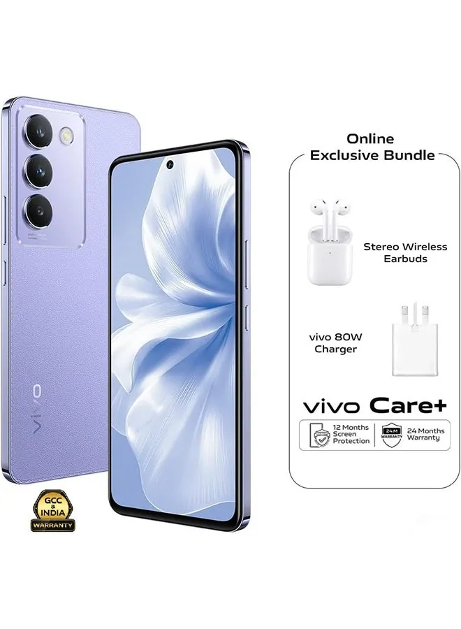 هاتف V30 Lite 5G ثنائي الشريحة باللون الأرجواني الجلدي 12 جيجابايت + 12 جيجابايت رام 256 جيجابايت - مع هدايا حصرية سماعات أذن وشاحن 80 وات وضمان لمدة 24 شهرًا + استبدال الشاشة لمدة عام - إصدار الشرق الأوسط-1