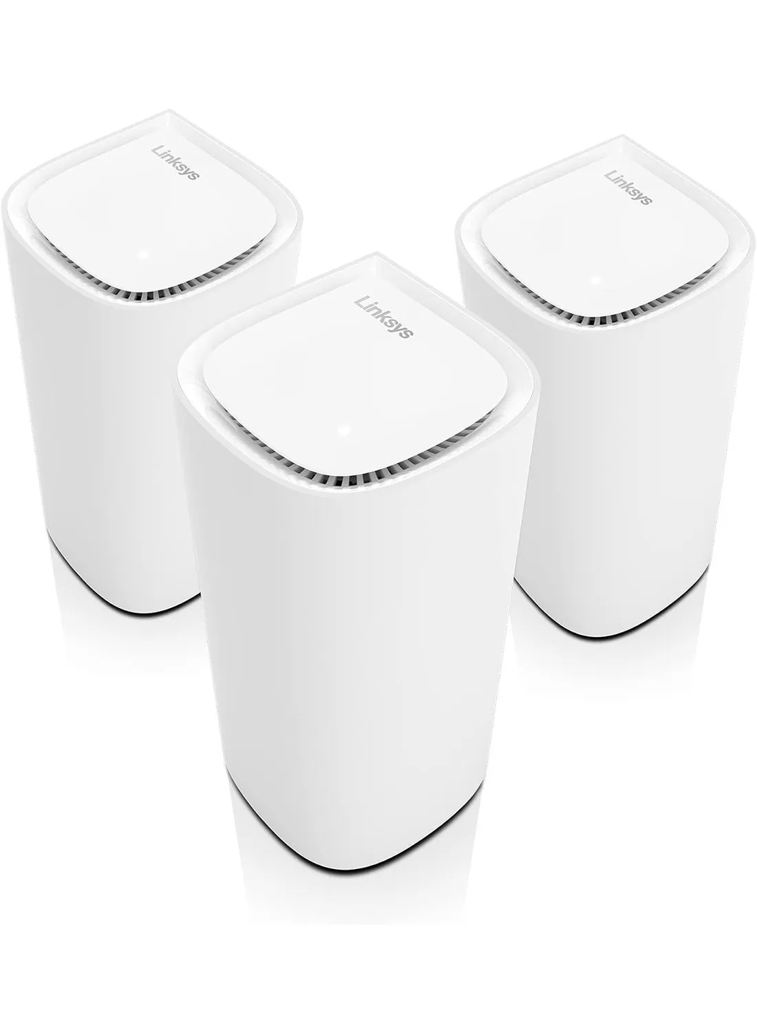 نظام Velop Pro WiFi 6E ثلاثي الموجات MX6203-KE - جهاز توجيه شبكي معرفي مع وصول نطاق 6 جيجا هرتز وسرعة جيجابت حقيقية 5.4 جيجابت في الثانية - تغطية منزلية كاملة تصل إلى 9000 قدم مربع و200 جهاز - 3 عبوات بيضاء-1