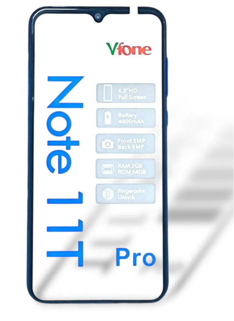 هاتف ذكي Vfone Note 11T Pro سعة 64 جيجابايت + 3 جيجابايت رام وشاشة كاملة عالية الدقة 6.3 بوصة باللون الأزرق-2