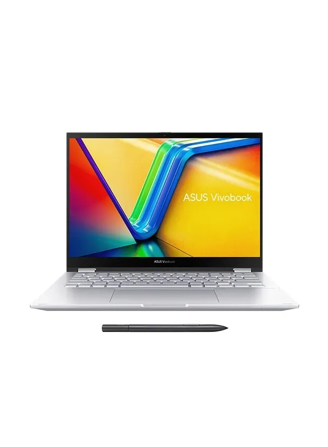 كمبيوتر محمول Vivobook S 14 Flip 2 في 1 قابل للتحويل مزود بمعالج WUXGA مقاس 14 بوصة يعمل باللمس ومعالج Ryzen-5-7530U/ذاكرة وصول عشوائي سعة 8 جيجابايت/محرك أقراص SSD سعة 512 جيجابايت/نظام التشغيل Windows 11/بطاقة رسومات AMD Radeon باللغة الإنجليزية/العربية فضي رائع-2