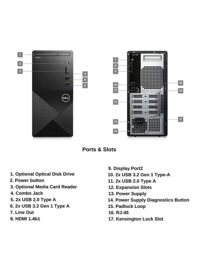 كمبيوتر مكتبي فوسترو 3910 من الجيل الثاني عشر للشركات، معالج Core i7-12700/ذاكرة وصول عشوائي (رام) سعة 16 جيجابايت/محرك أقراص مزود بذاكرة مصنوعة من مكونات صلبة (اس اس دي) سعة 512 جيجابايت/بطاقة رسومات مدمجة / نظام تشغيل ويندوز 11 أسود-2