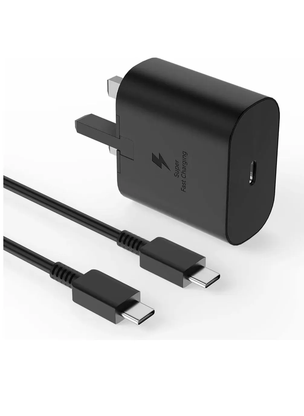 شاحن حائط 25 وات شحن سريع مع قابس بريطاني من USB-C إلى USB-C لأجهزة سامسونج المزودة بكابل من النوع C-1