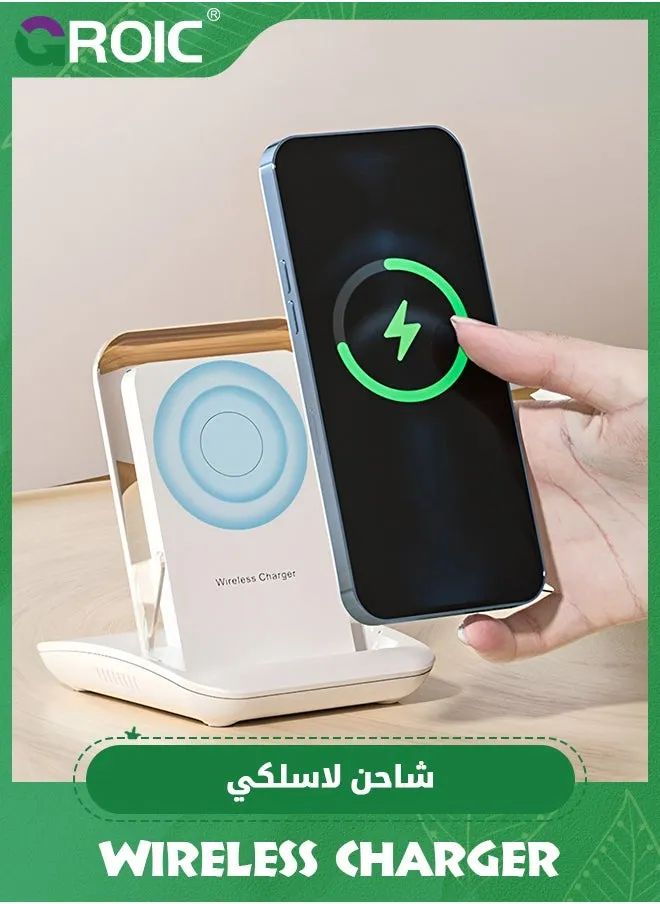 White Fast Wireless Charger, Desktop Mobile Phone Holder, 10 Watt Fast Charging Mobile Phone Holder Wireless Vertical Charger-1