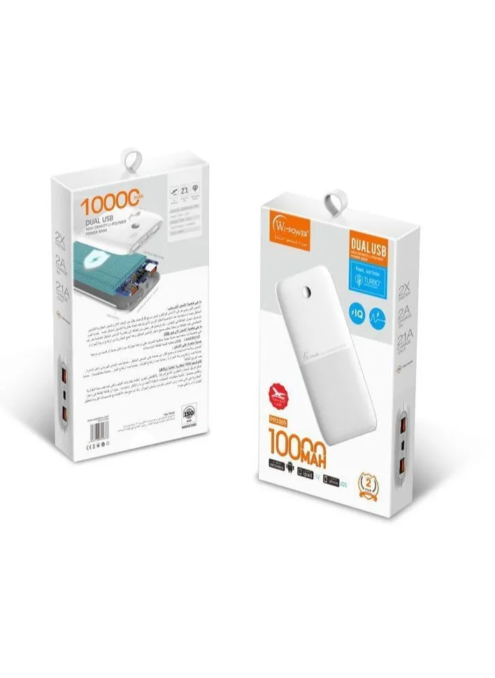 باور بانك واي باور PR10000 2 USB (أبيض) + كابل MicroUSB 6933138690338-1