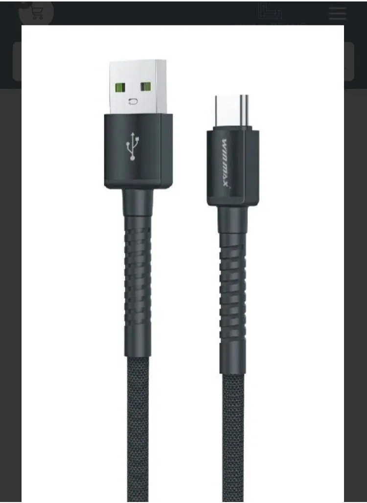 وينماكس كابل شحن بمنفذ مايكرو 2m USB أسود أصلي سريع-1