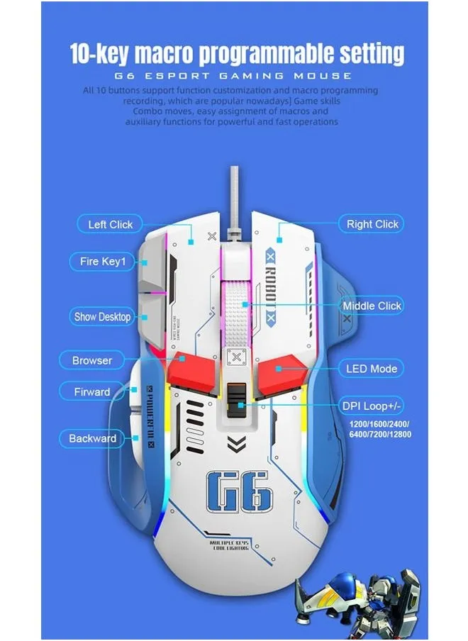 Wired Mouse 10 Button 12800 DPI Rgb Backlit Hollow Honeycomb Gaming Mice For PC and Computer Gamer-2