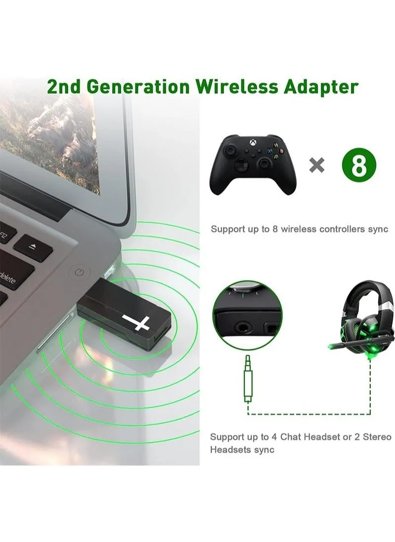 Wireless Adapter 2.4G Wireless Receiver for Xbox One Converts PC Receiver Compatible with PC Windows 7/8/10 for Xbox One Controller Elite Series 2 and Xbox One X/S Controller-2