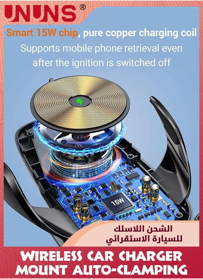 شاحن سيارة لاسلكي، شاحن لاسلكي سريع بقوة 15 وات للسيارة، مناسب لهاتف iPhone 15 14 13 12 11 Pro Max Xs، Samsung Galaxy S23 Ultra S22 S21 S20، S10+ S9+ Note 9-2