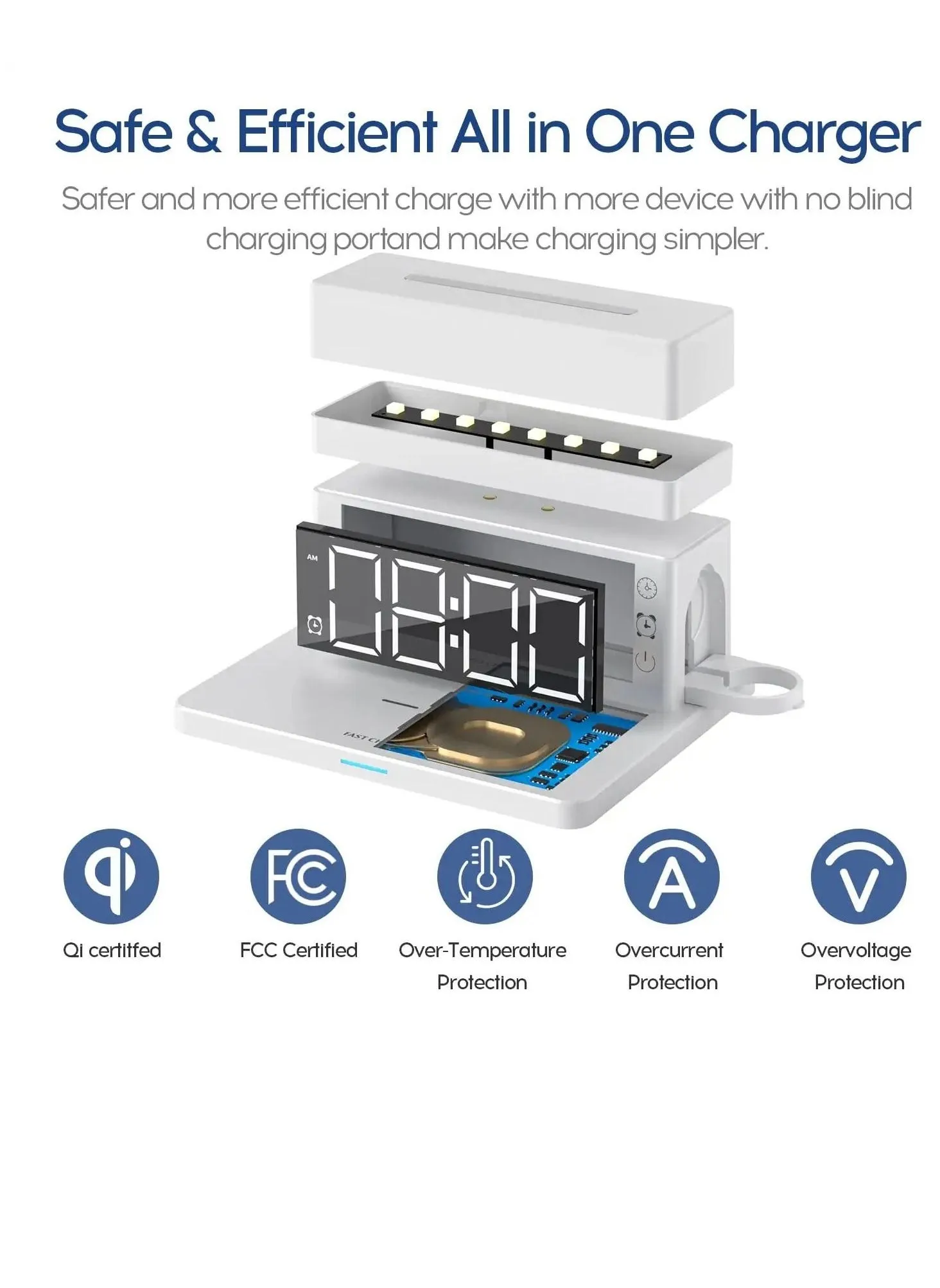 Wireless Charger, Charging Station with Digital Alarm Clock-2