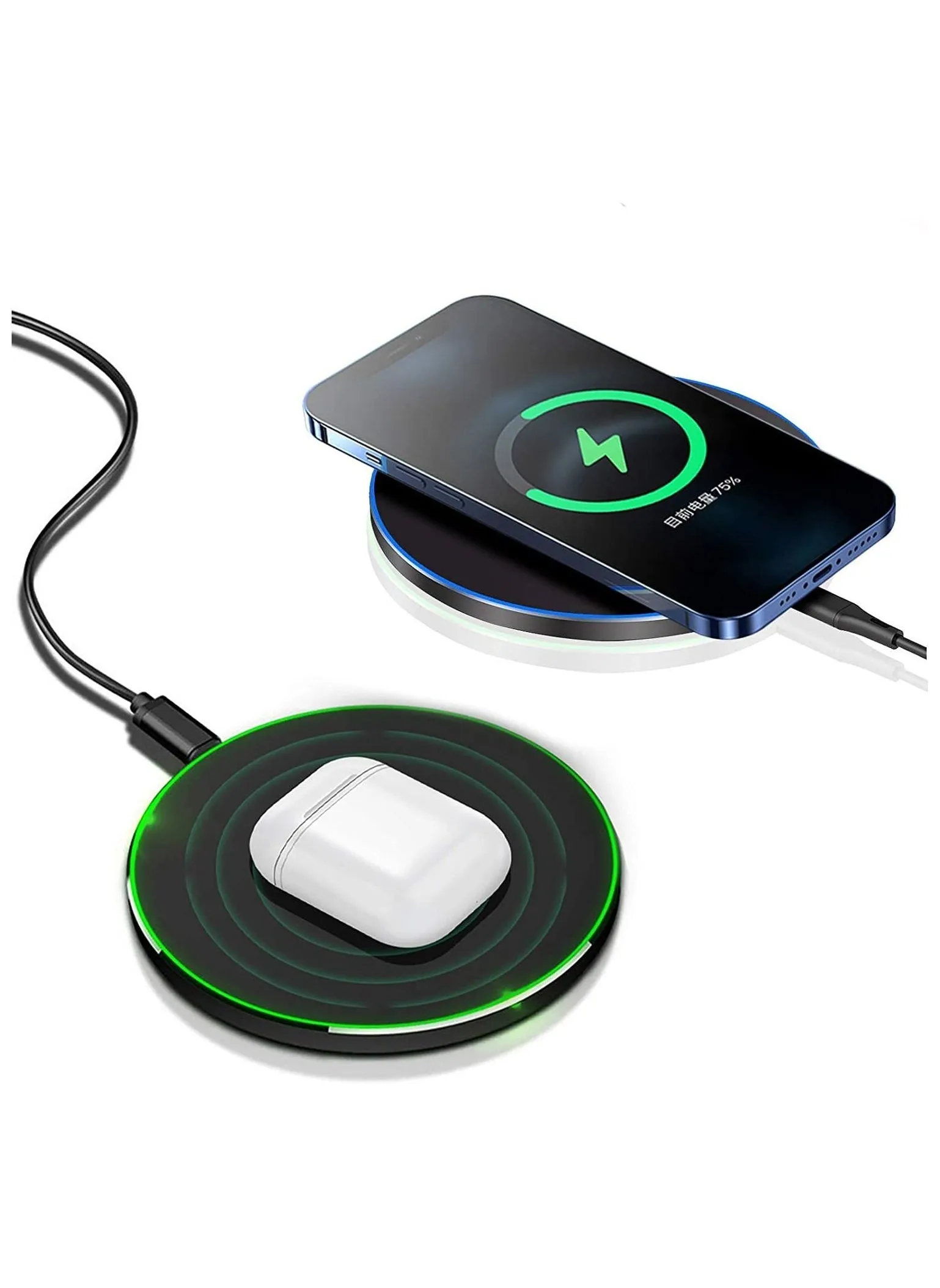 Wireless Charger Fast Wireless Charging Pad Compatible with iPhone 11, 12, 13, 14 Pro/Pro Max, 13/14 Mini, XS, XS Max, XR, 8 Plus, for Samsung Galaxy/Note, Galaxy Buds-2