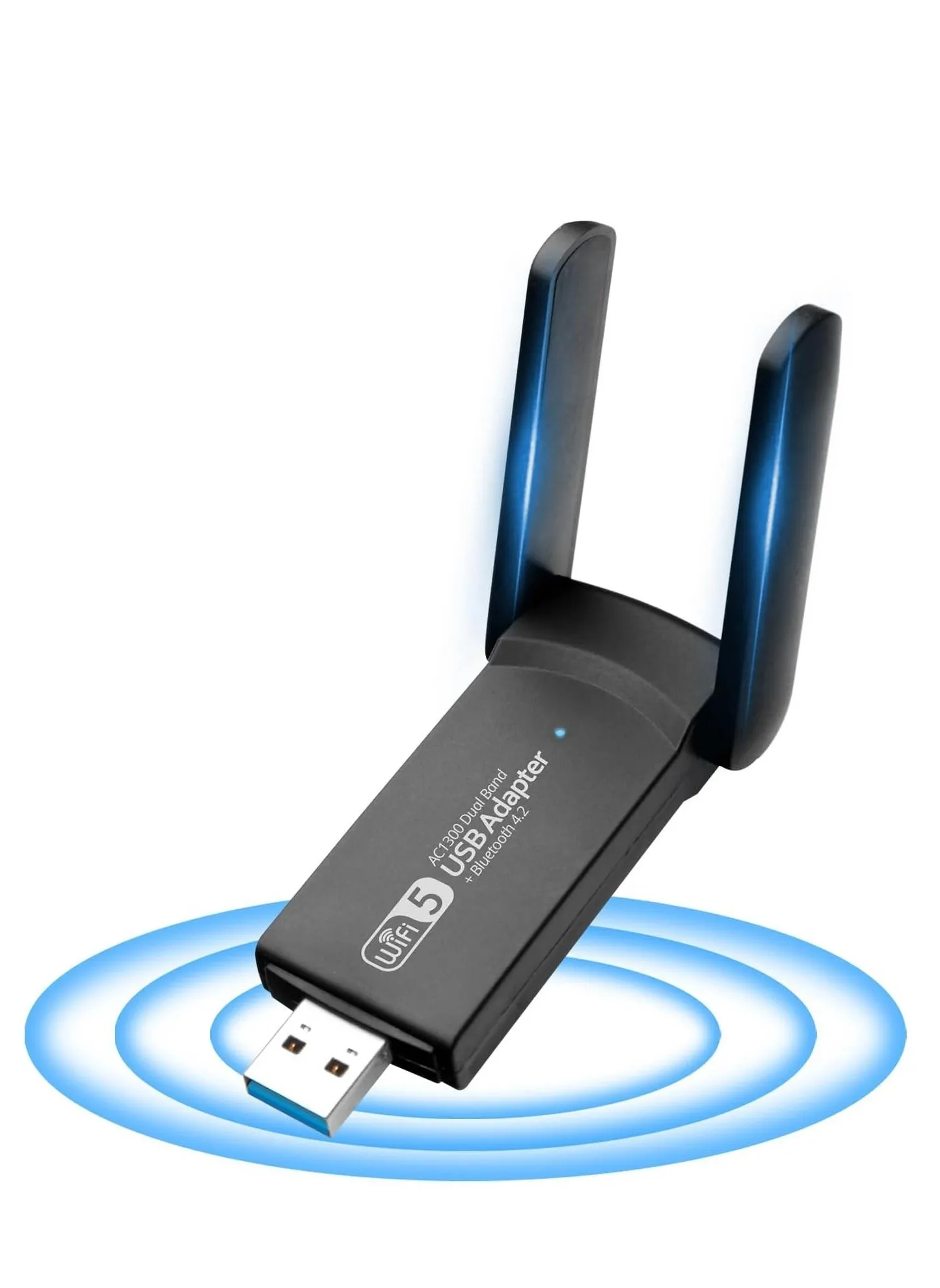 مهايئ USB لاسلكي، محول USB لاسلكي 1300 ميجابت في الثانية USB WiFi 5، 5.8 جيجا هرتز/2.4 جيجا هرتز 5 ديسيبل 5 ديسيبل ثنائي النطاق USB 3.0 دونجل واي فاي للكمبيوتر الشخصي/سطح المكتب/الجهاز اللوحي/ الكمبيوتر المحمول، يدعم ويندوز 11/10/8.1/8.1/8/7/XP/فيستا، ماك أو إس 10.11-10.15-1