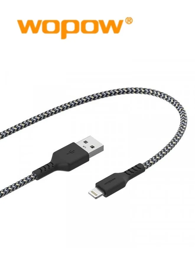 Wopow FB02 Fabric Braided Lightning Data Cable 2 Meter Length For Apple iPhone and iPad-2