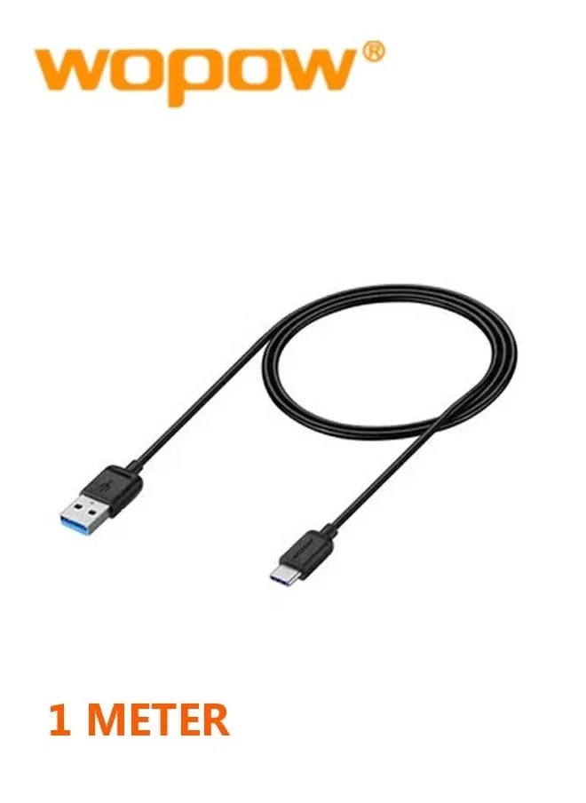 Wopow LT-25 Type C USB Data Cable 1 Meter Length Qualcomm Quick Charge 3.0 - Black-1