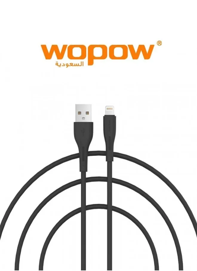 كابل بيانات لايتنينج TP01 من Wopow بطول 1.2 متر لأجهزة Apple iPhone وiPad - أسود-2