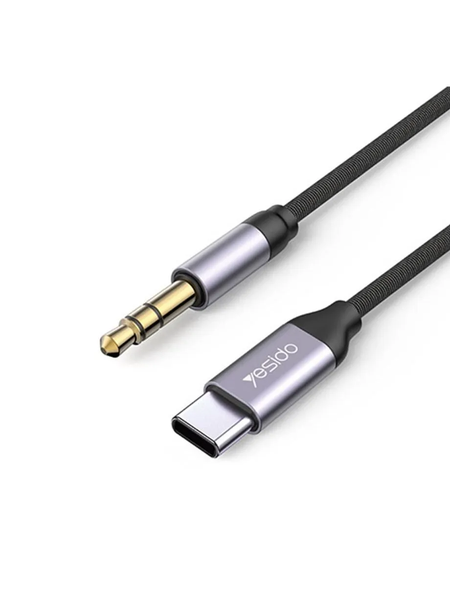 YAU36 1 متر USB C إلى 3.5 مللي متر ذكر كابل صوت Aux نوع C إلى 3.5 مللي متر سماعة رأس ستيريو سيارة الحبل-1